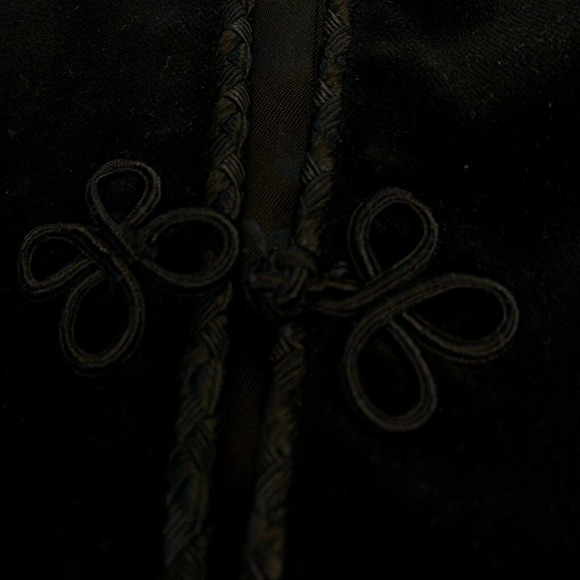 Vintage Velvet Jacket Sz M Braid Trim 80s Kasper Crop Open Luxe Blazer Black - Picture 6 of 9